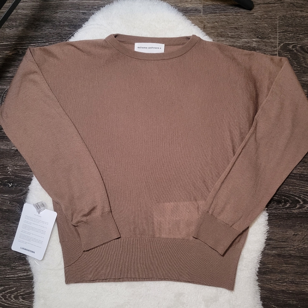 NWT Extreme Cashmere N°362 Elleni 100% Cashmere Crewneck Sweater In Chai O/S - Picture 6 of 12